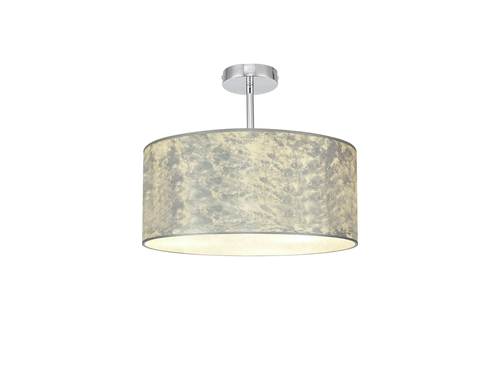 DK0783  Baymont 40cm Semi Flush 1 Light Polished Chrome, Silver Leaf